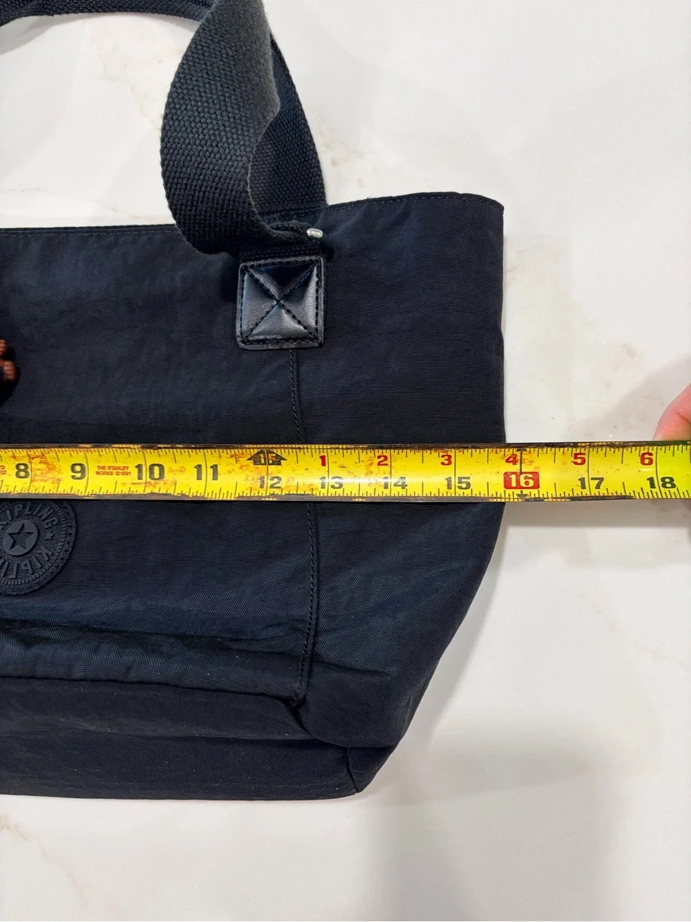 Kipling Black Nylon Shoulder Tote with Monkey Charm